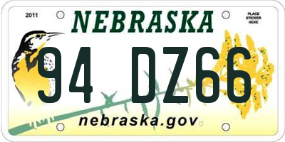 NE license plate 94DZ66