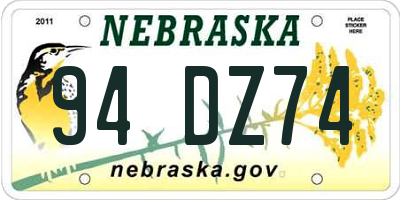NE license plate 94DZ74