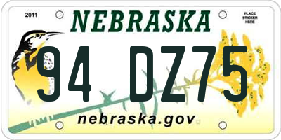NE license plate 94DZ75