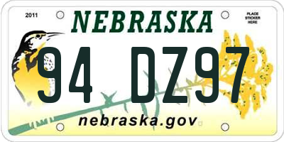 NE license plate 94DZ97