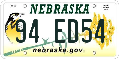 NE license plate 94ED54