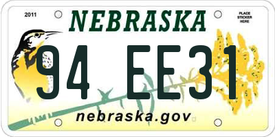 NE license plate 94EE31