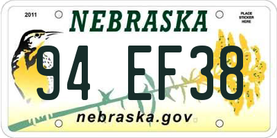 NE license plate 94EF38