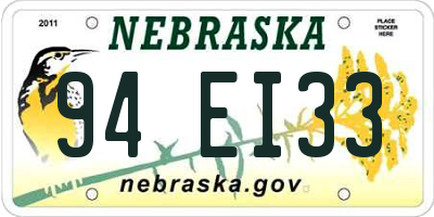 NE license plate 94EI33
