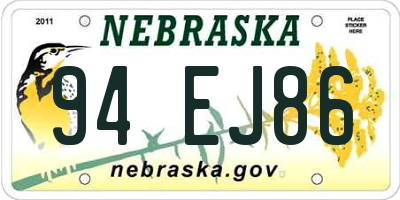 NE license plate 94EJ86