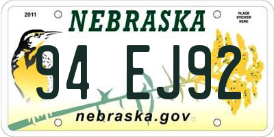 NE license plate 94EJ92