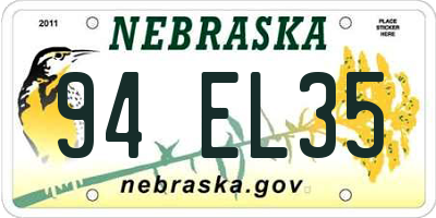 NE license plate 94EL35