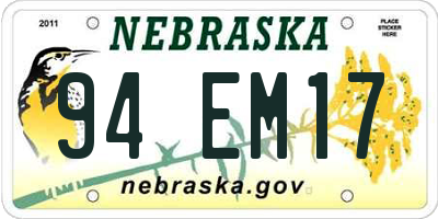 NE license plate 94EM17