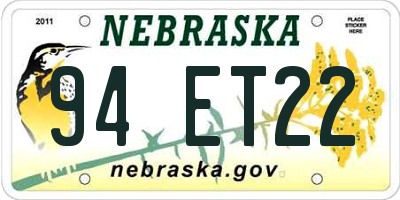 NE license plate 94ET22