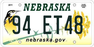 NE license plate 94ET48