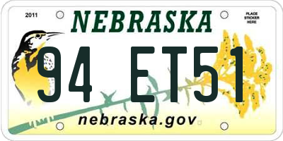 NE license plate 94ET51