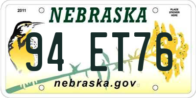 NE license plate 94ET76