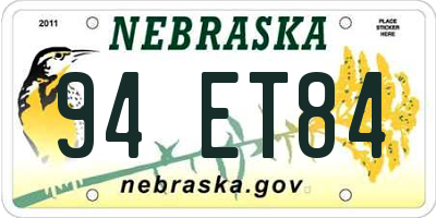 NE license plate 94ET84
