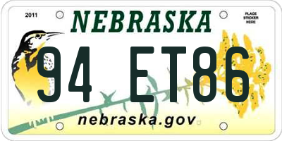 NE license plate 94ET86