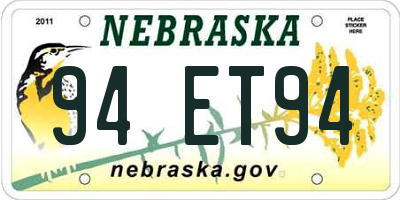 NE license plate 94ET94