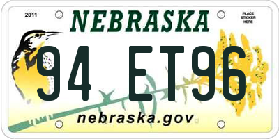 NE license plate 94ET96