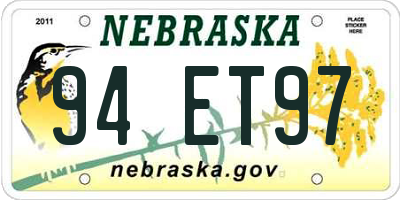 NE license plate 94ET97