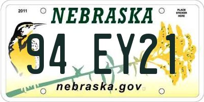 NE license plate 94EY21