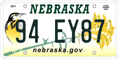 NE license plate 94EY87