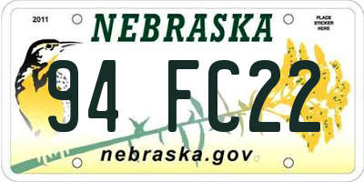 NE license plate 94FC22