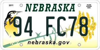 NE license plate 94FC78