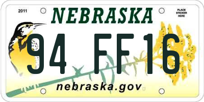 NE license plate 94FF16