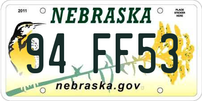 NE license plate 94FF53