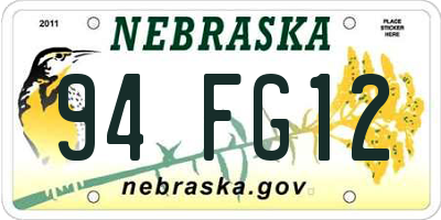 NE license plate 94FG12
