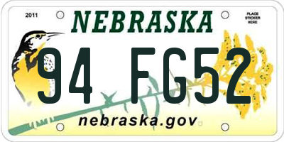 NE license plate 94FG52