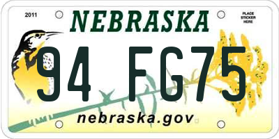 NE license plate 94FG75