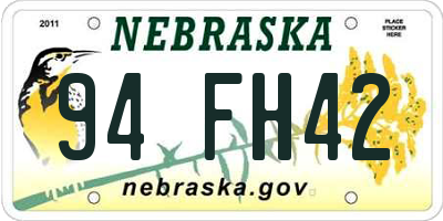 NE license plate 94FH42