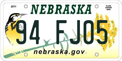 NE license plate 94FJ05