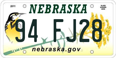 NE license plate 94FJ28