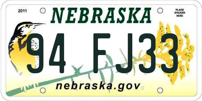 NE license plate 94FJ33