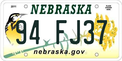 NE license plate 94FJ37