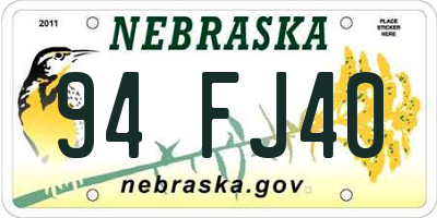 NE license plate 94FJ40