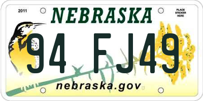 NE license plate 94FJ49
