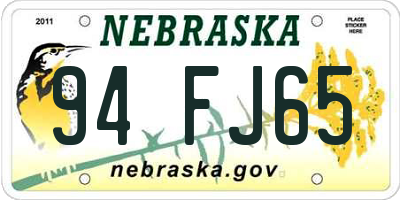 NE license plate 94FJ65