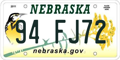 NE license plate 94FJ72