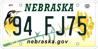 NE license plate 94FJ75