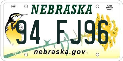 NE license plate 94FJ96
