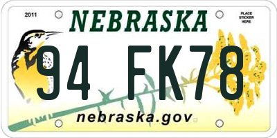 NE license plate 94FK78