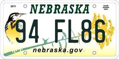 NE license plate 94FL86
