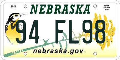 NE license plate 94FL98