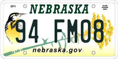 NE license plate 94FM08