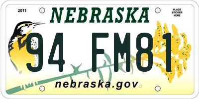 NE license plate 94FM81