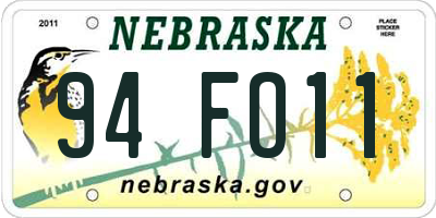 NE license plate 94FO11