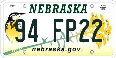 NE license plate 94FP22