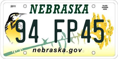 NE license plate 94FP45