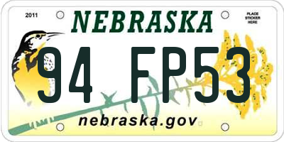 NE license plate 94FP53